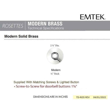 Emtek 2457 Brass Modern Door Bell Cover